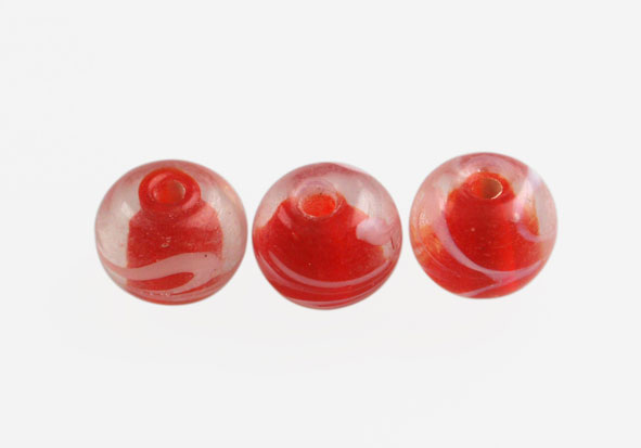Vidrio hindú 8mm rojo redondo  GKS-6 x und