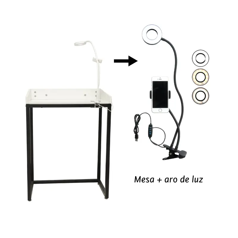 Set de trabajo - Mesa Modular + Aro de Luz