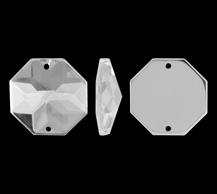 Piedra hilo B48 octagon plano 30mm crystal 2 x und