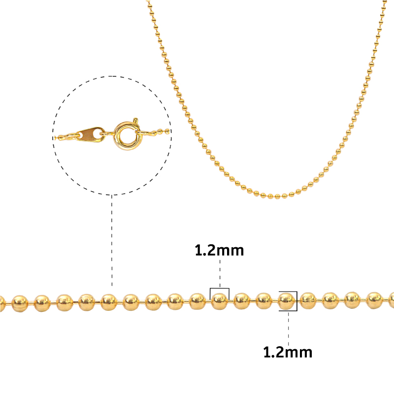 Cadena rodio bolitas 1.2B-1.27 42cm x und