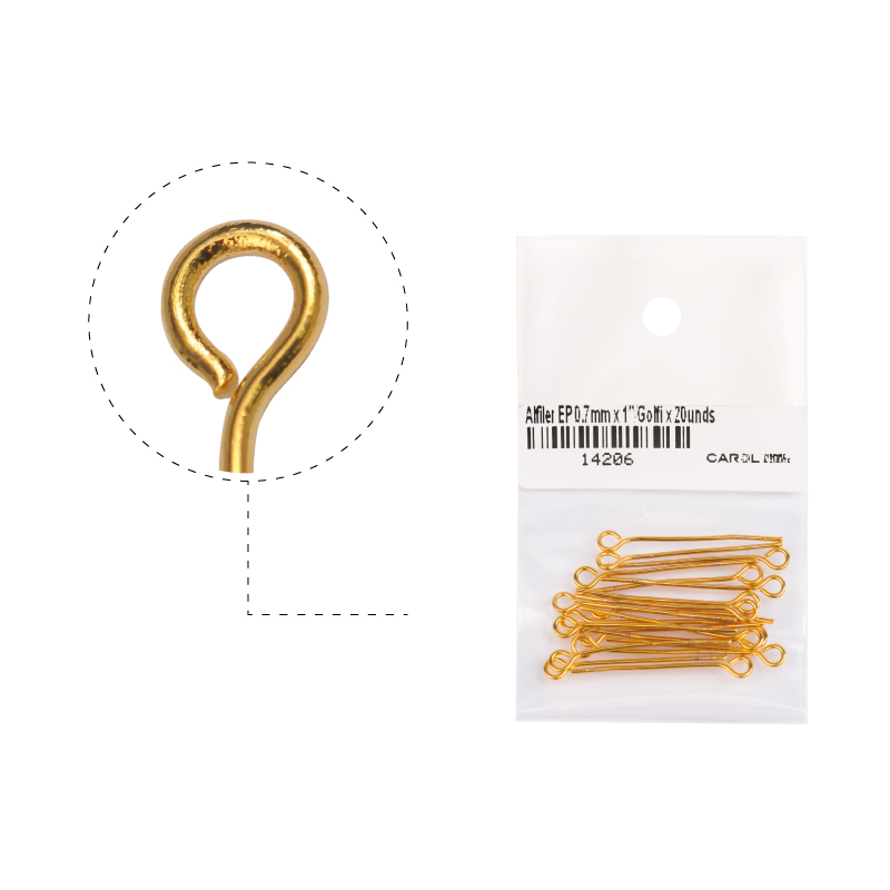 Alfiler eye pin 0.7mm x 2.5cm/rodio x 20unds