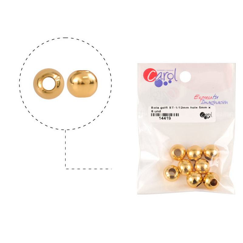 Bola rodio ST-1/12mm hole 5mm x 8unds