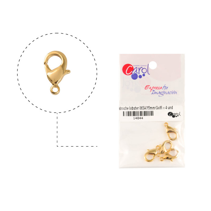 Broche lobster 065A/15mm/rodio x 4 und