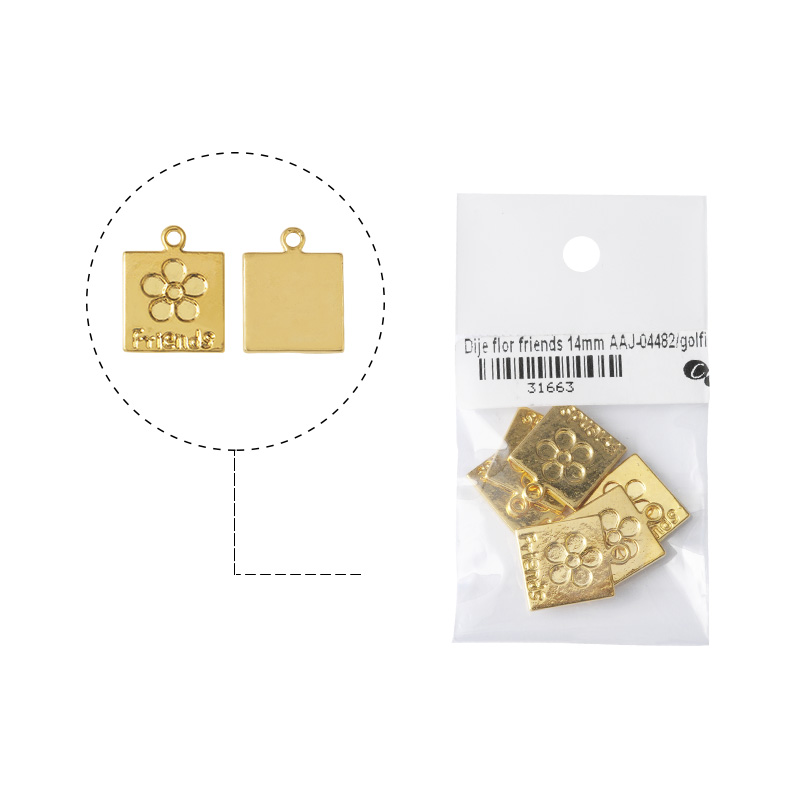 Dije flor friends 14mm AAJ-04482/rodio x 6 und