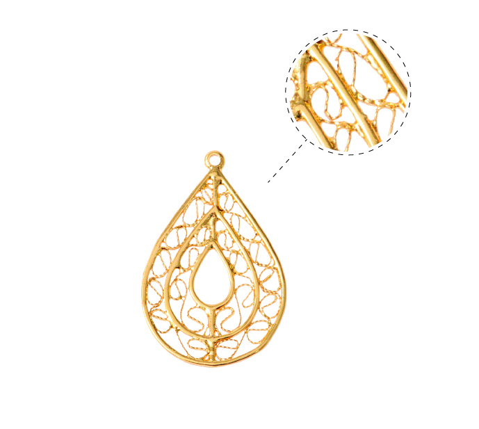 Filigrana gota 20x30mm/rodio x und