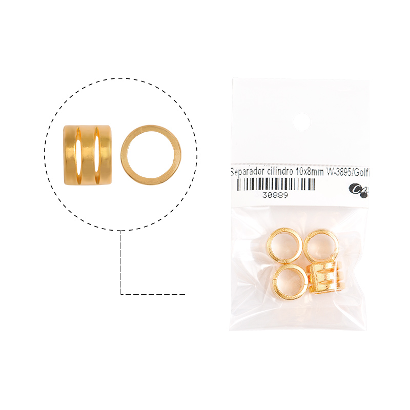 Separador cilinduo 10x8mm W-3895/rodio x 4unds