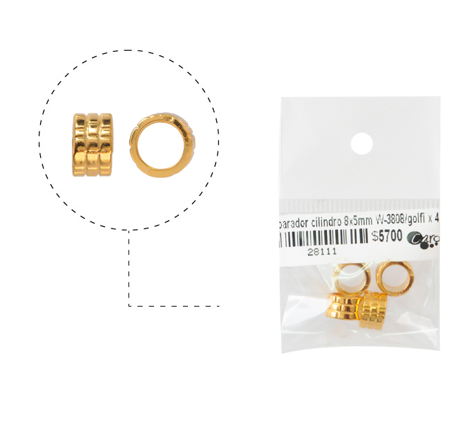 Separador cilinduo 8x5mm W-3808/rodio x 4 und