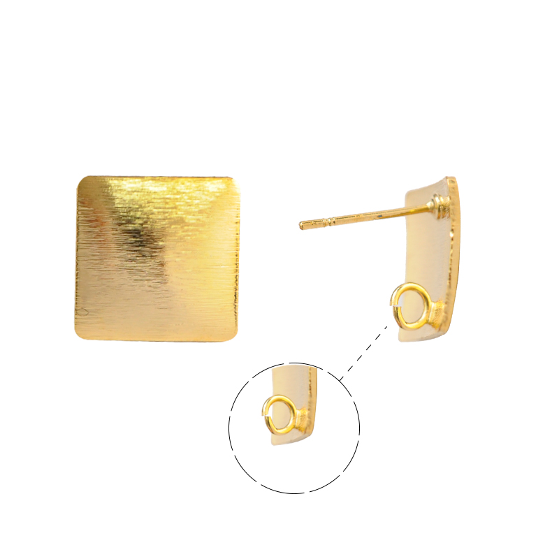 Aretes cuadrado 13mm/rodio x par