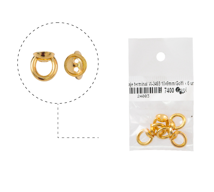 Herraje terminal W-3493 10x9mm/rodio x 6 unds