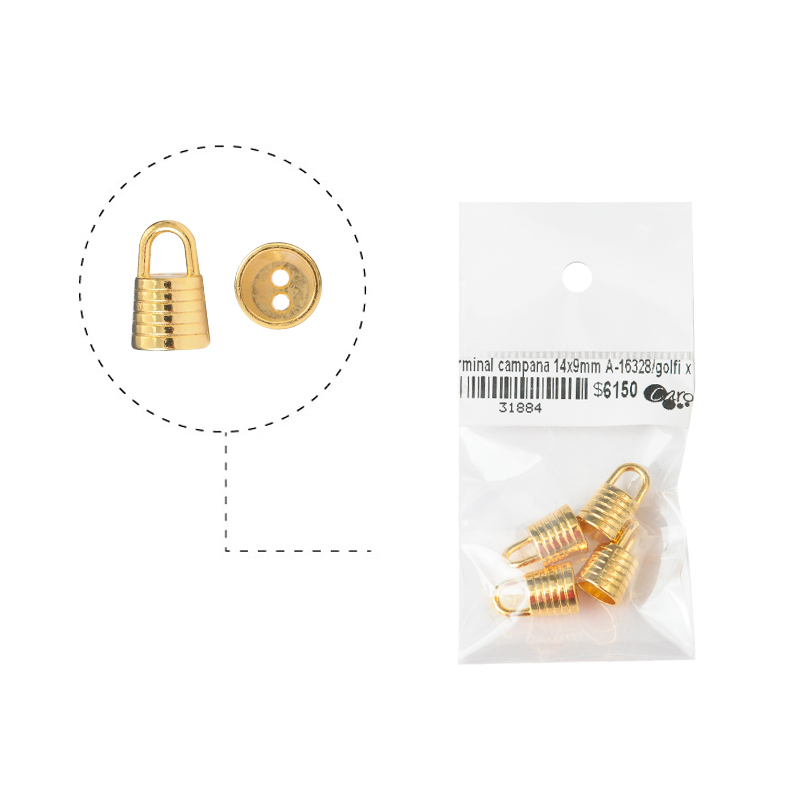 Terminal campana 14x9mm A-16328/rodio x 4 und