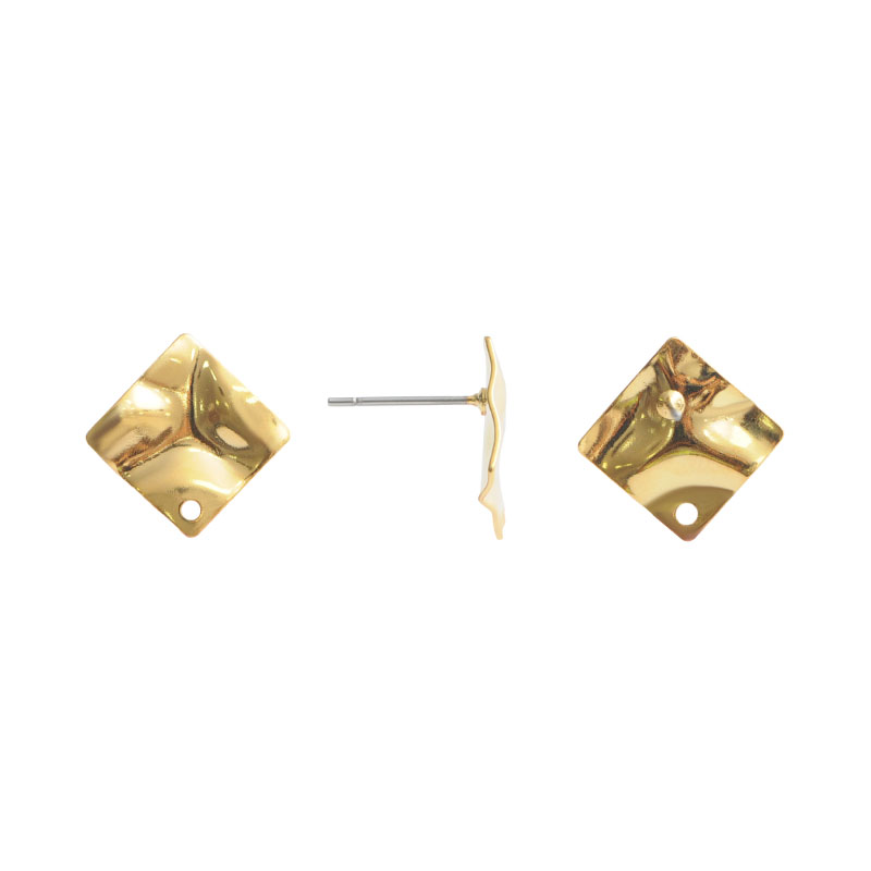 Arete cuadrado con perforacion 12mm/rodio x par