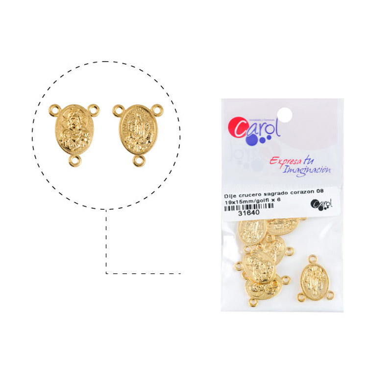 Dije crucero sagrado corazon 08 19x15mm/rodio x 6 und