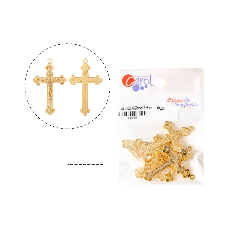 Dije cruz 09 46x27mm/rodio x 6 und