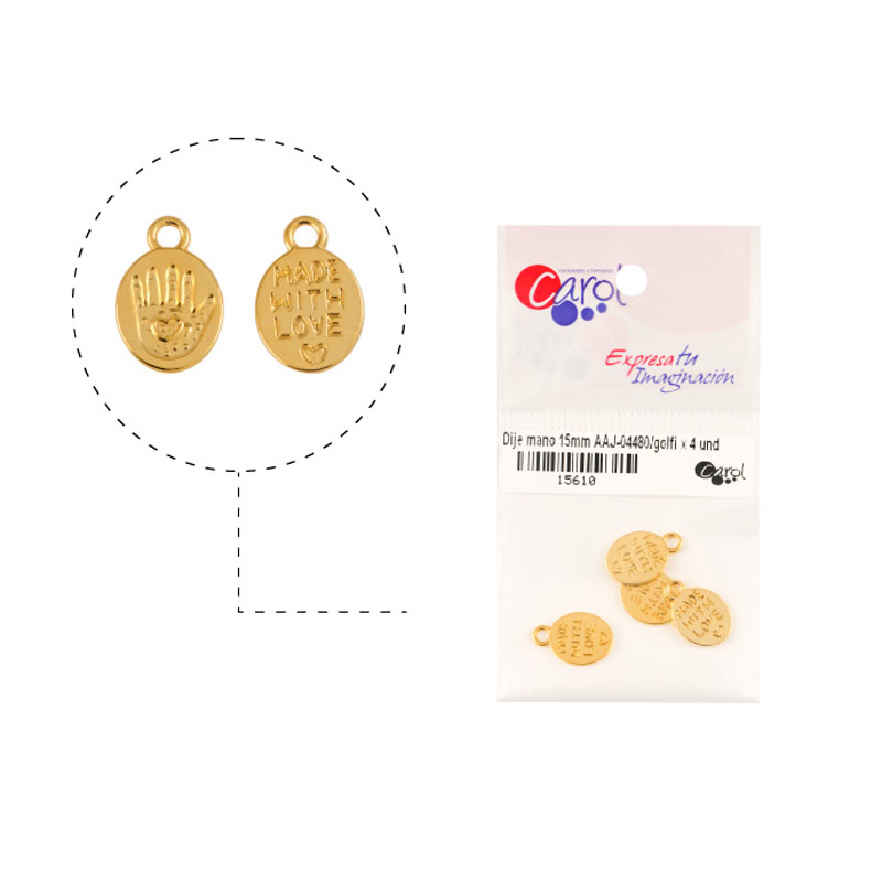 Dije mano 15mm AAJ-04480/rodio x 4 und