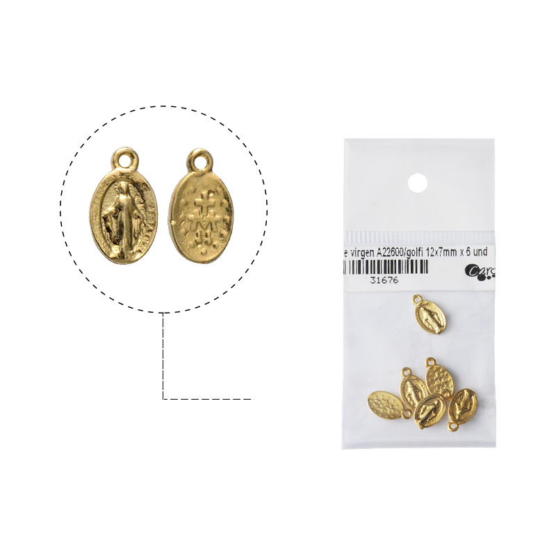 Medalla virgen A22600/golfi 12x7mm x 6 und