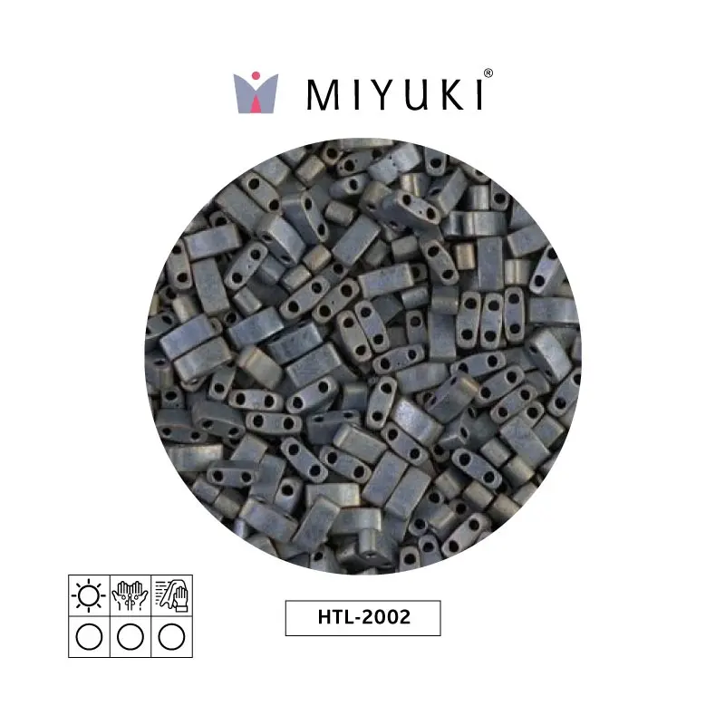 Miyuki half tila 5x2.3x1.9mm HTL2002 mate metalizado plateado gris x 250G