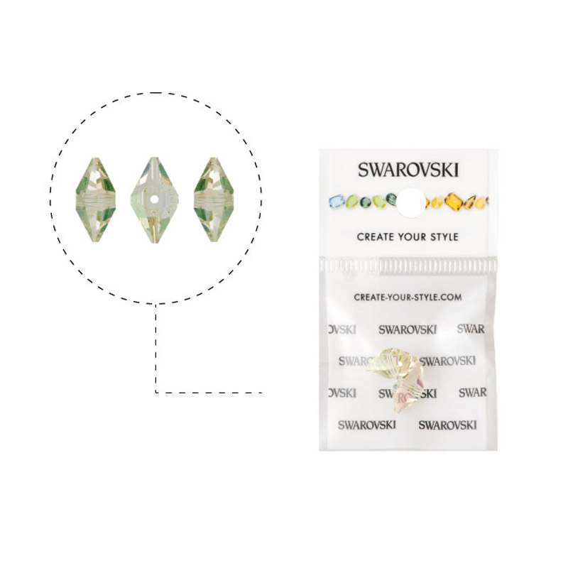 5747 swarovski double spike crystal luminous green 12x6mm x 2unds