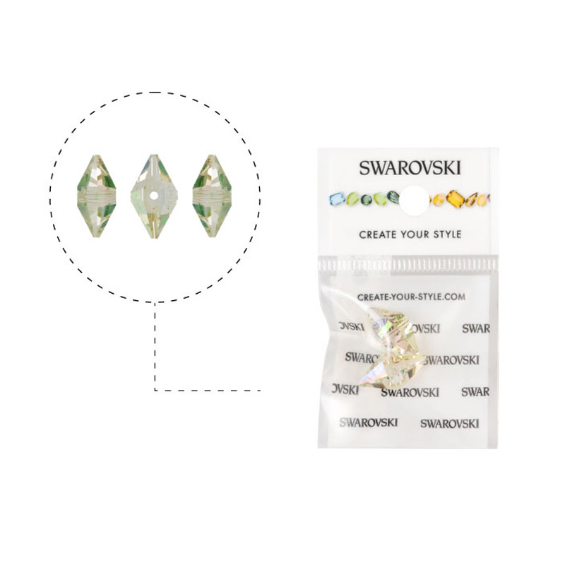 5747 swarovski double spike crystal luminous green 16x8mm x 2unds