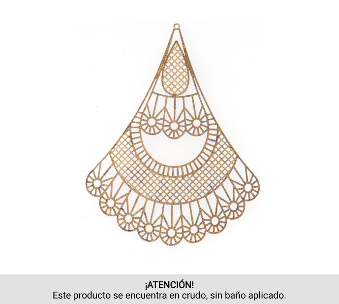 Dije base para arete abanico calado 0.4mm YF-009 en crudo x und