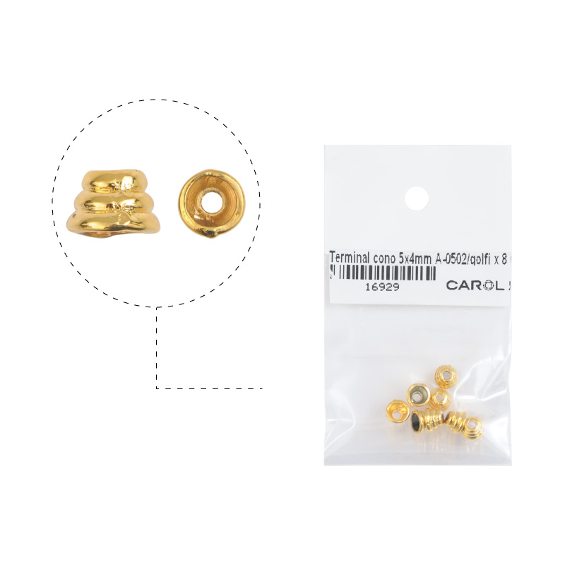 Terminal cono 5x4mm A-0502/rodio x 8 unds