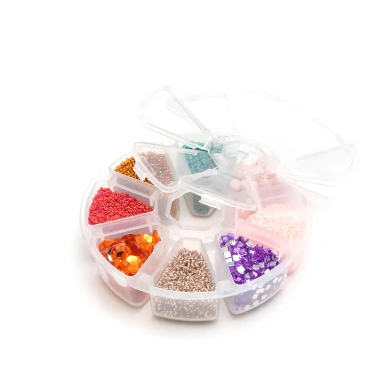 Organizador redondo 8 compartimentos con tapa Stone JT-015 10.7cm x und