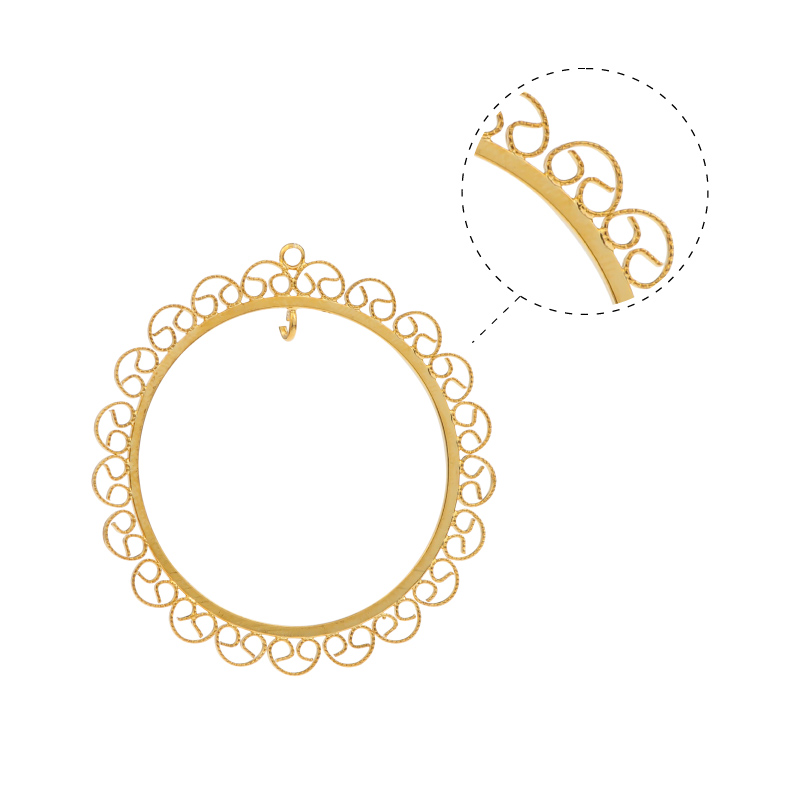 Filigrana marco redonda 36mm/rodio x par