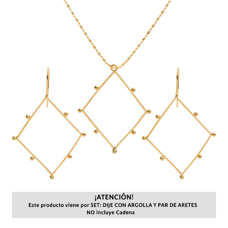 Marco Rombo Aretes y Dije 40x30mm/rodio x Set