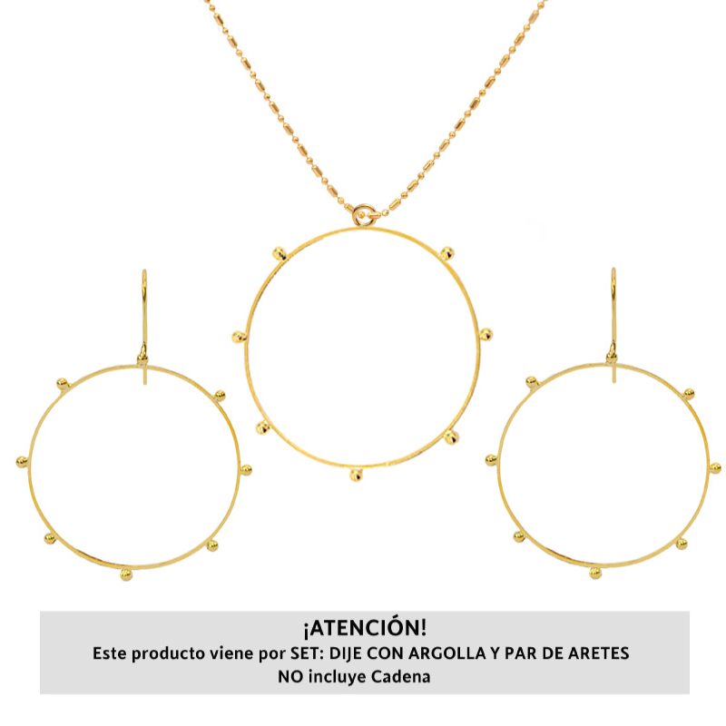 Marco circulo aretes y dije 35mm/rodio x set