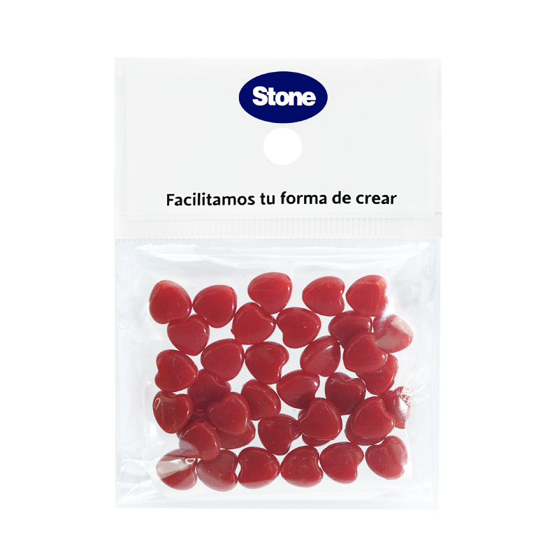 Acrilico 2468 corazon 10mm red coral x 10g