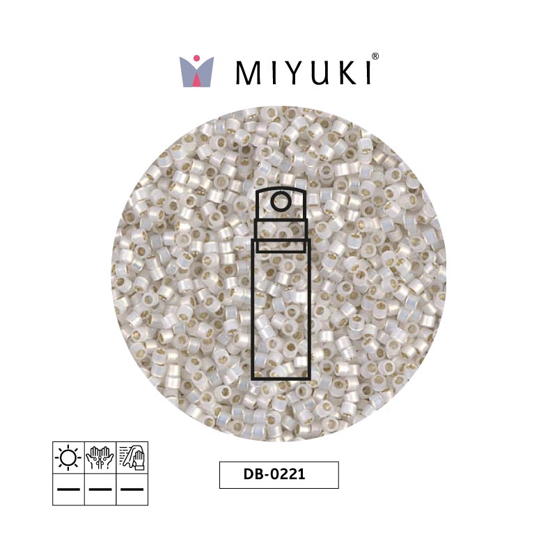 Miyuki delica 11/0 DB0221 dorado forrado blanco opal x 10g
