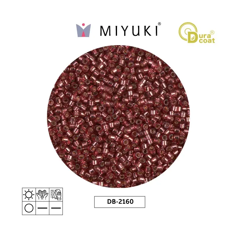 Miyuki delica 11/0 DB2160 plateado forrado fucsia Duracoat x 50g