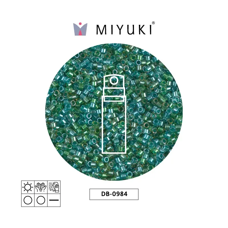 Miyuki delica 11/0 DB0984 forrado aqua/teal x 10gr