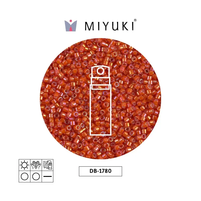 Miyuki delica 11/0 DB1780 forrado flame rojo AB x 10g