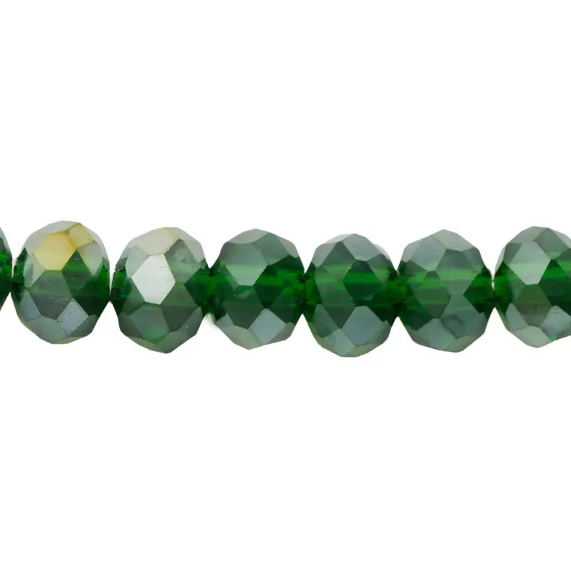 Murano rondela facetada 6mm verde pino 12AB x 82und