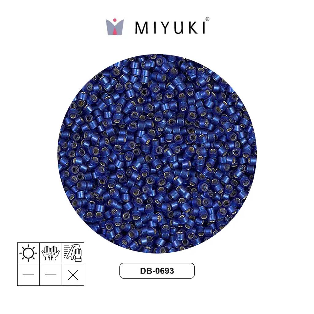 Miyuki delica 11/0 DB0693 frosted silver lined dusk blue x 50g