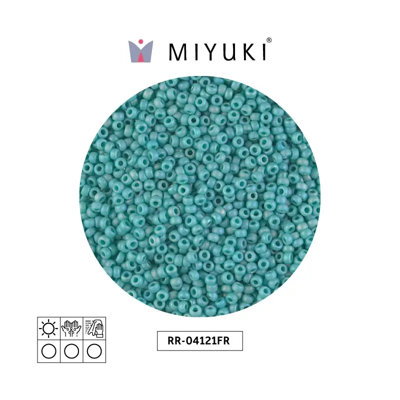 Mostacilla Miyuki rocalla 11/0 RR0412FR mate opaco azul turquesa verde AB x 250g