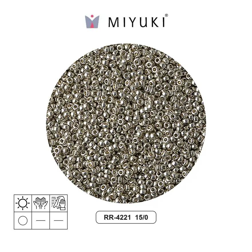 Mostacilla Miyuki rocalla 15/0 RR4221 galvanizado claro pewter x 250g
