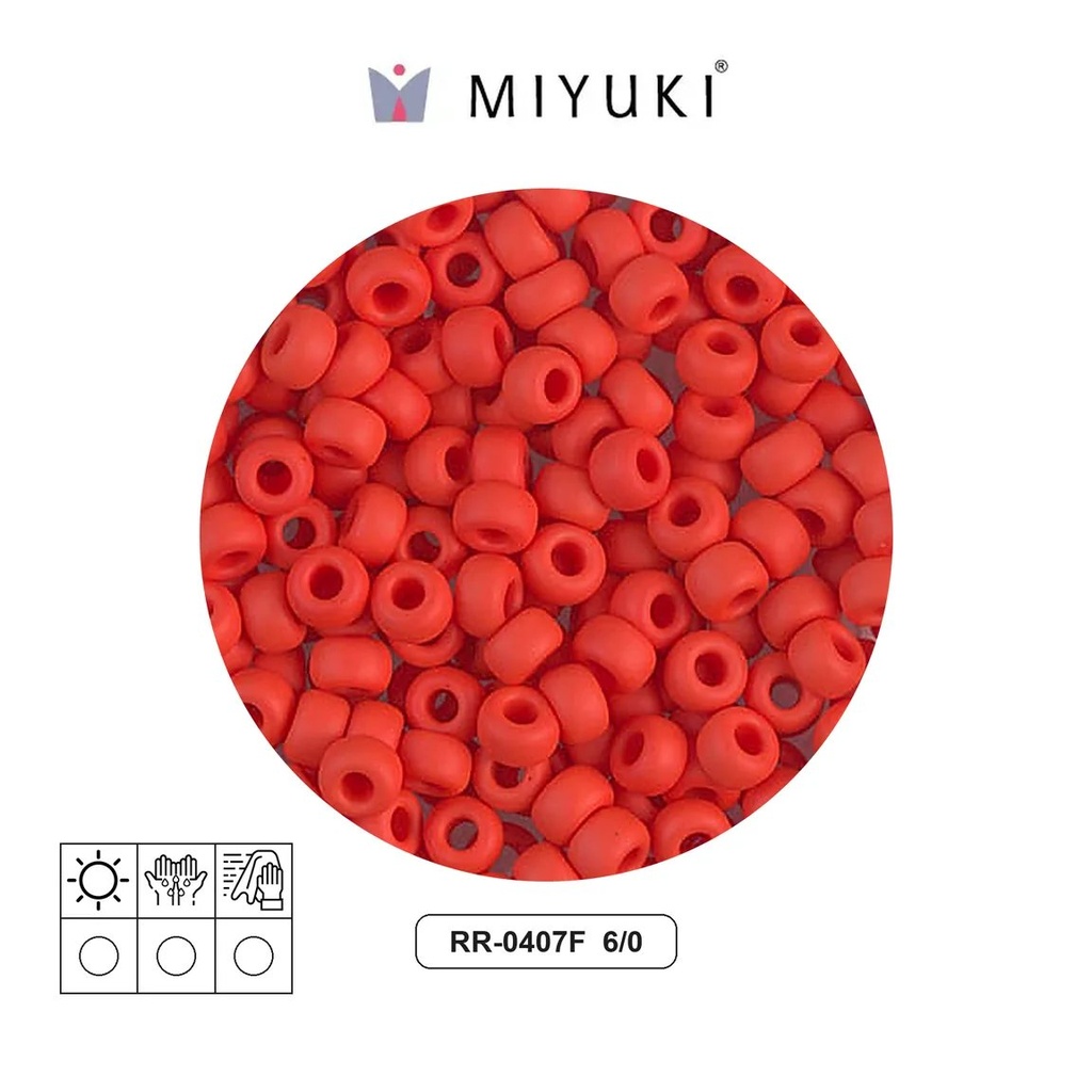 Mostacilla Miyuki rocalla 6/0 RR0407F opaco claro rojo mate x 250g