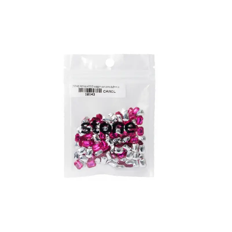 Acrilico K1012 octagon con cono 6x8mm indian pink 24 x gruesa