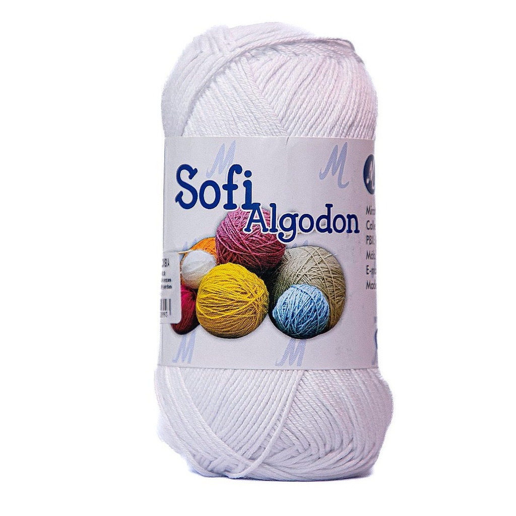 Ovillo lana amigurumi sofi 100% algodon 6001 blanco x 100g