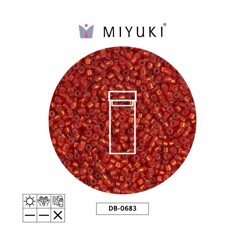 Miyuki delica 11/0 DB0683 mate plateado forrado rojo naranja x 3g