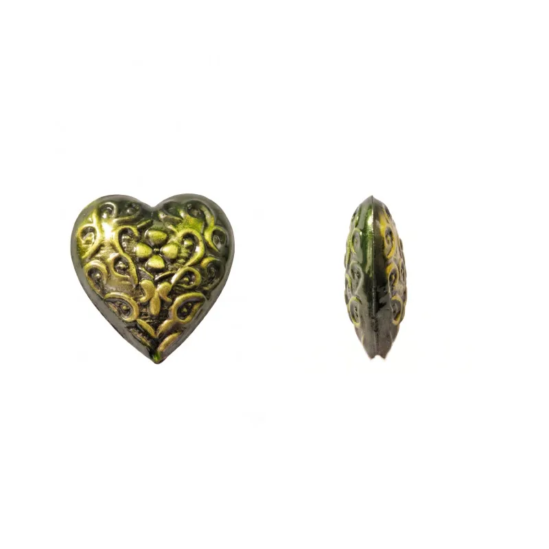 Herraje hindu K2215 corazon 27x25mm verde x 2 und