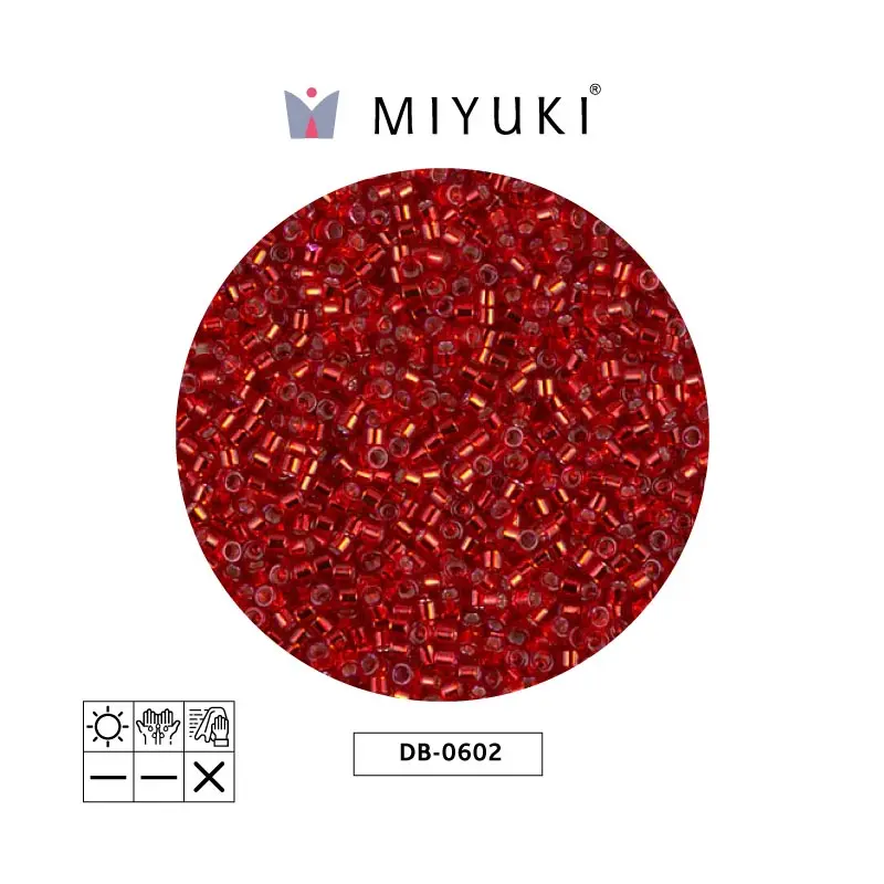 Miyuki delica 11/0 DB0602 rojo plateado forrado x 50g