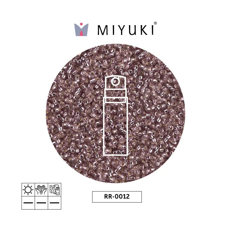 Mostacilla Miyuki rocalla 15/0 RR012 plateado forrado ahumado morado x 10g