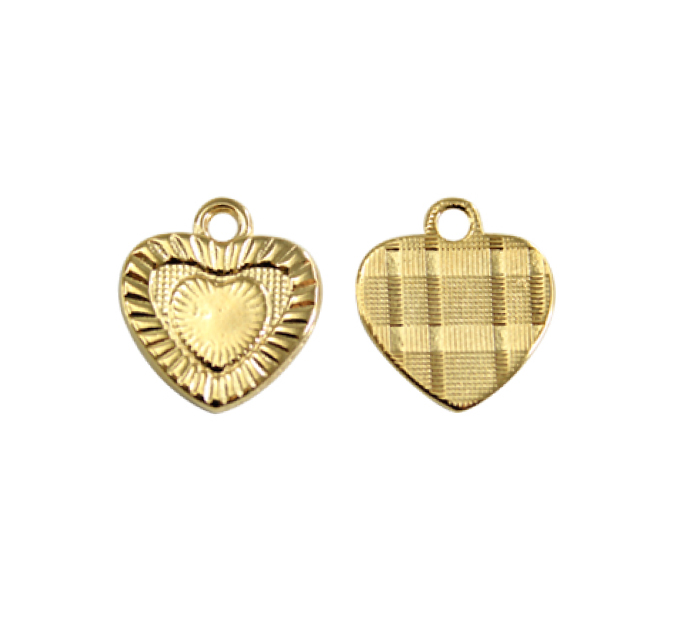 Herraje corazon rayas Z3892 16x15mm/dorado x und