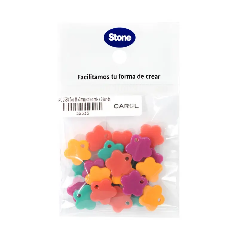 Acrilico 2588 flor 16x3mm color mix x 24unds