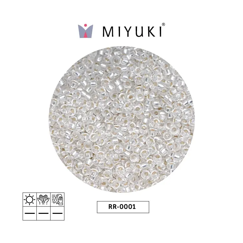 Mostacilla Miyuki rocalla 8/0 RR0001 plateado forrado cristal x 250g