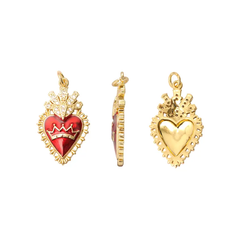 Dije esmaltado rojo sagrado corazon 16x27mm/Golfi x und