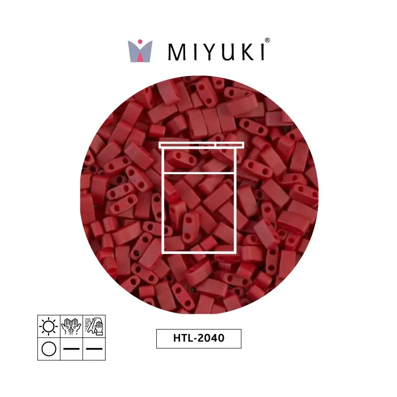 Miyuki half tila 5x2.3x1.9mm HTL2040 mate metalizado brick rojo x 10G