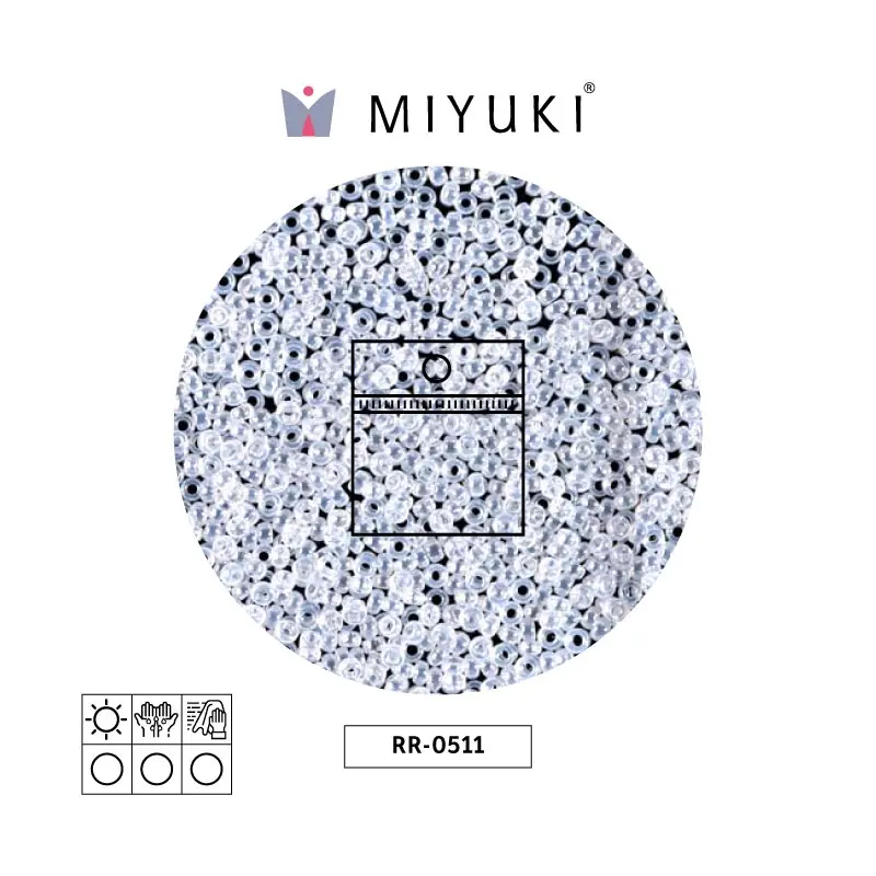 Mostacilla Miyuki rocalla 15/0 RR0511 plateado forrado brillo x 25g